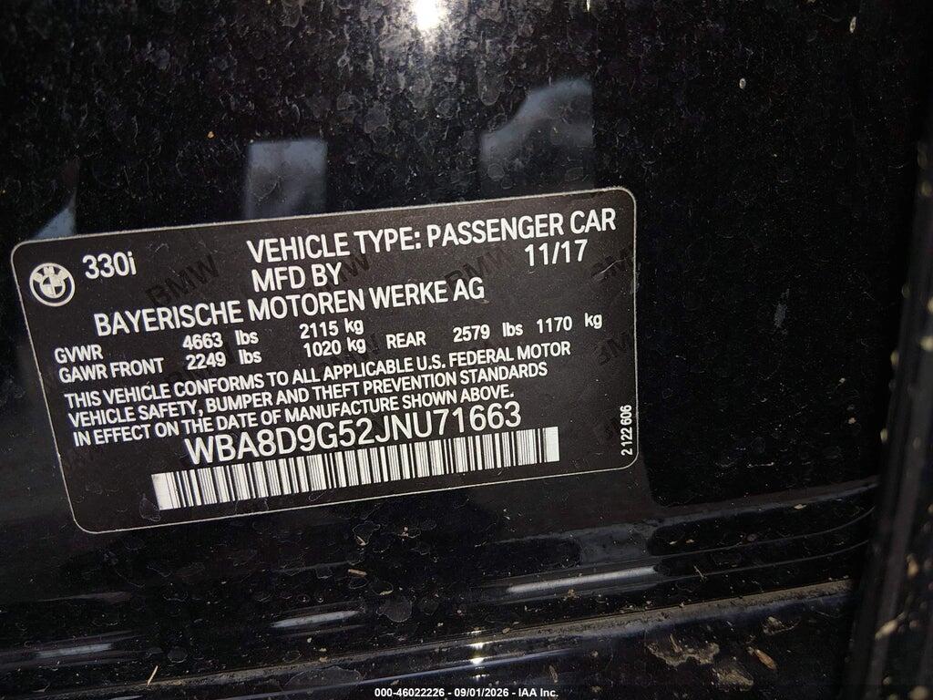 WBA8D9G52JNU71663 2018 BMW 330I photo no. 9