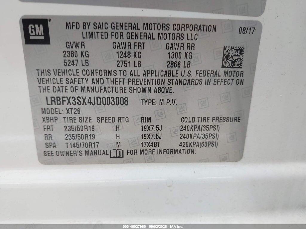 LRBFX3SX4JD003008 2018 BUICK ENVISION photo no. 9