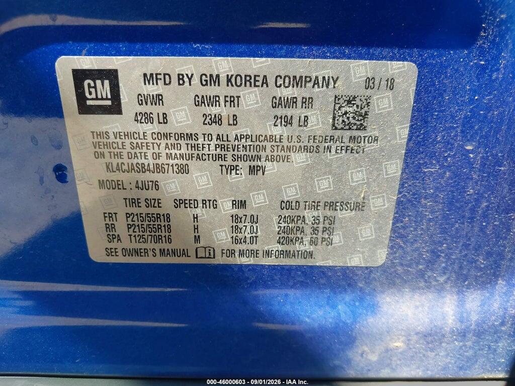 KL4CJASB4JB671380 2018 BUICK ENCORE photo no. 9