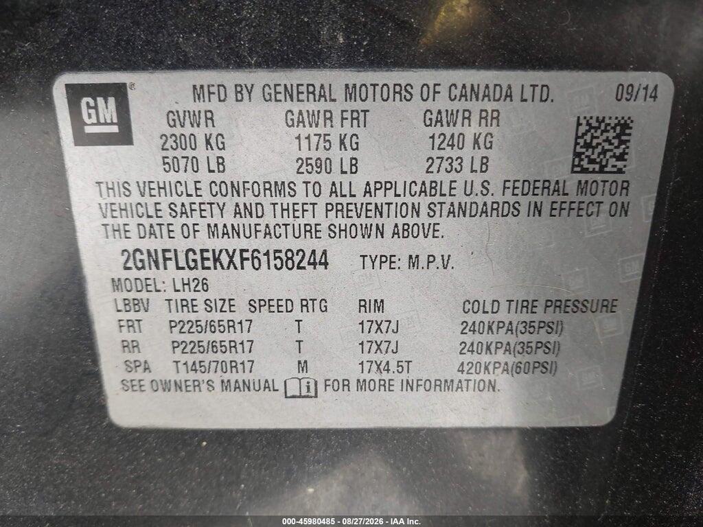 2GNFLGEKXF6158244 2015 CHEVROLET EQUINOX photo no. 9
