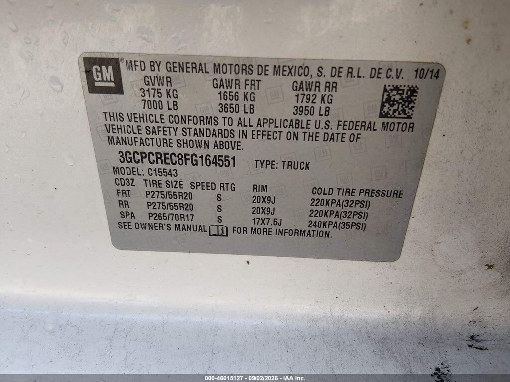 3GCPCREC8FG164551 2015 CHEVROLET SILVERADO 1500 photo no. 9