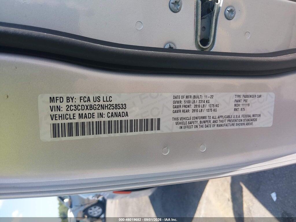 2C3CDXBG2NH258533 2022 DODGE CHARGER photo no. 9