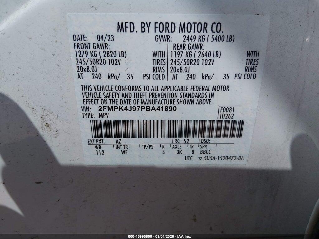 2FMPK4J97PBA41890 2023 FORD EDGE photo no. 9