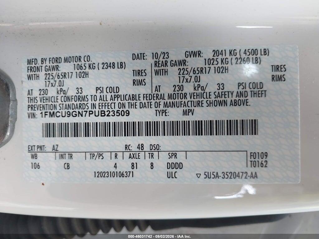 1FMCU9GN7PUB23509 2023 FORD ESCAPE photo no. 9
