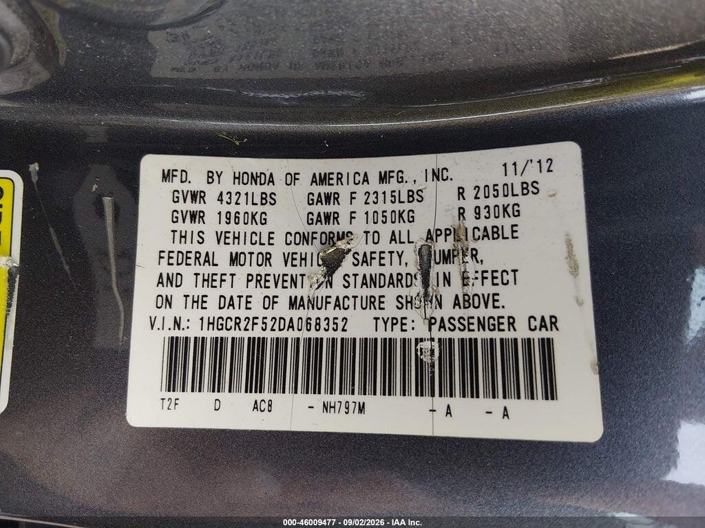 1HGCR2F52DA068352 2013 HONDA ACCORD photo no. 9
