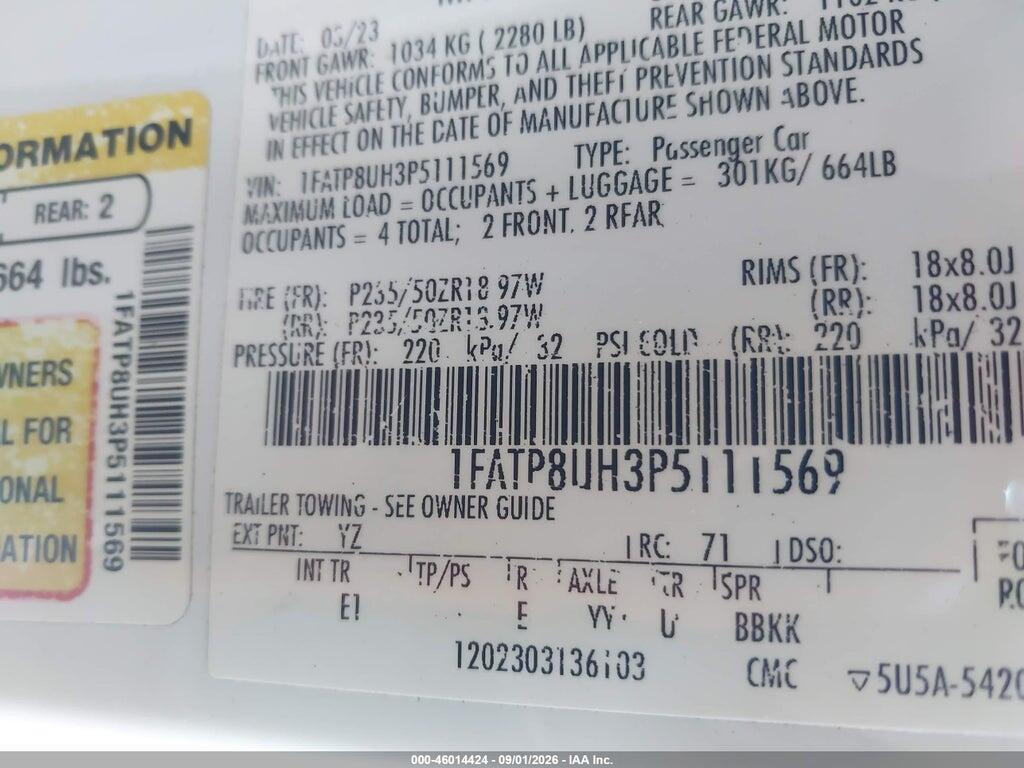 1FATP8UH3P5111569 2023 FORD MUSTANG photo no. 9