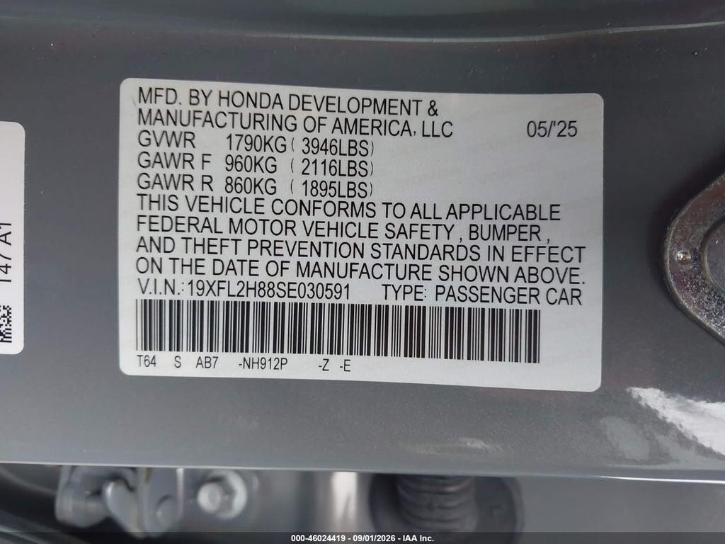 19XFL2H88SE030591 2025 HONDA CIVIC SEDAN photo no. 9