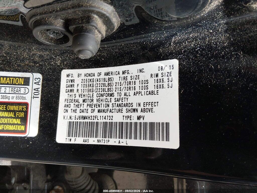 5J6RM4H32FL114732 2015 HONDA CR-V photo no. 9