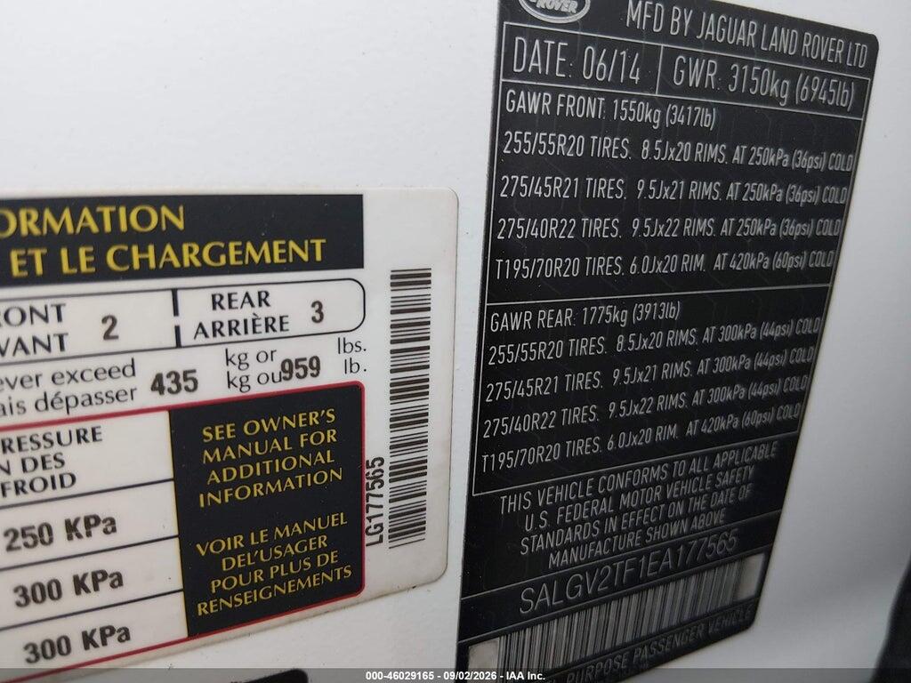 SALGV2TF1EA177565 2014 LAND ROVER RANGE ROVER photo no. 9