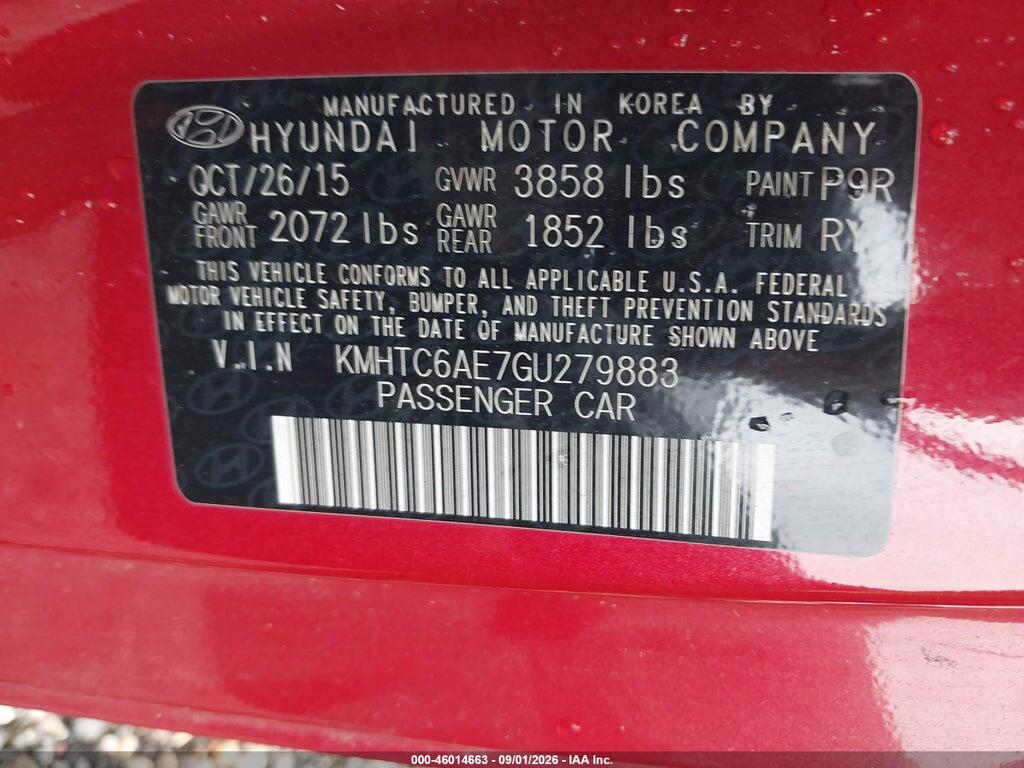 KMHTC6AE7GU279883 2016 HYUNDAI VELOSTER photo no. 9