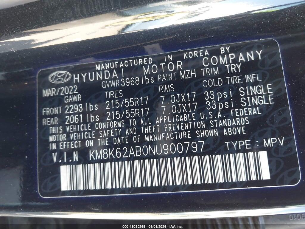 KM8K62AB0NU900797 2022 HYUNDAI KONA photo no. 9