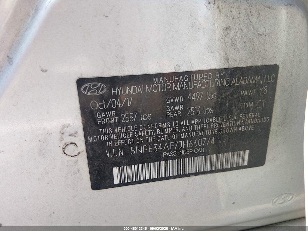 5NPE34AF7JH660774 2018 HYUNDAI SONATA photo no. 9