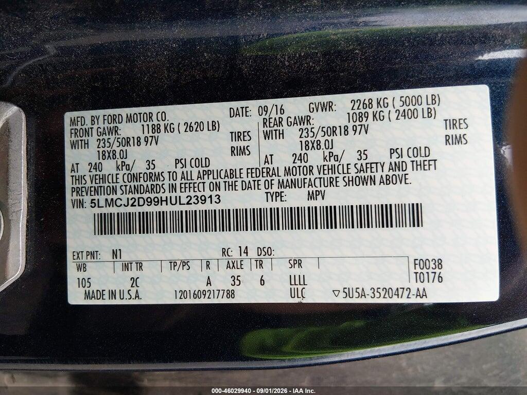 2017 LINCOLN MKC SELECT — Фото 9 из 16