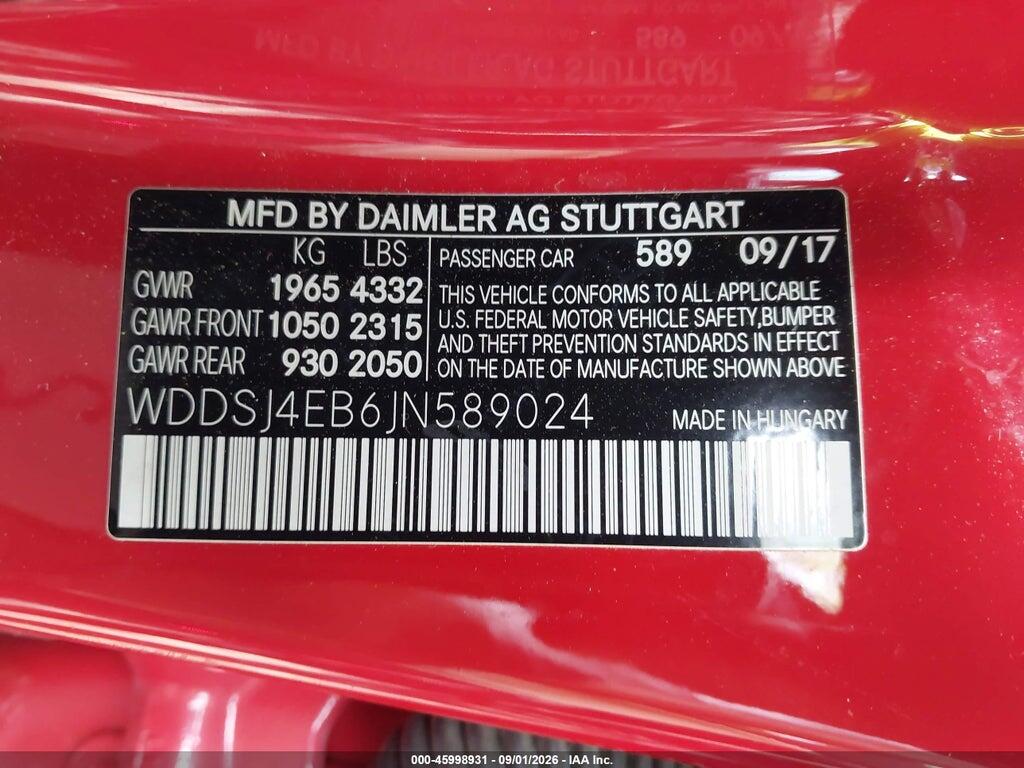 WDDSJ4EB6JN589024 2018 MERCEDES-BENZ CLA 250 photo no. 9