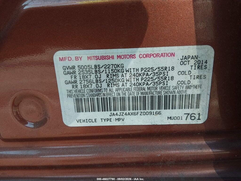 JA4JZ4AX6FZ009166 2015 MITSUBISHI OUTLANDER photo no. 9