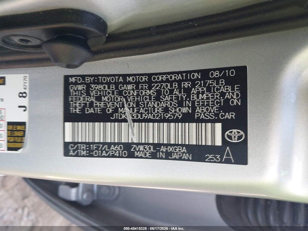 JTDKN3DU9A0219579 2010 TOYOTA PRIUS photo no. 9