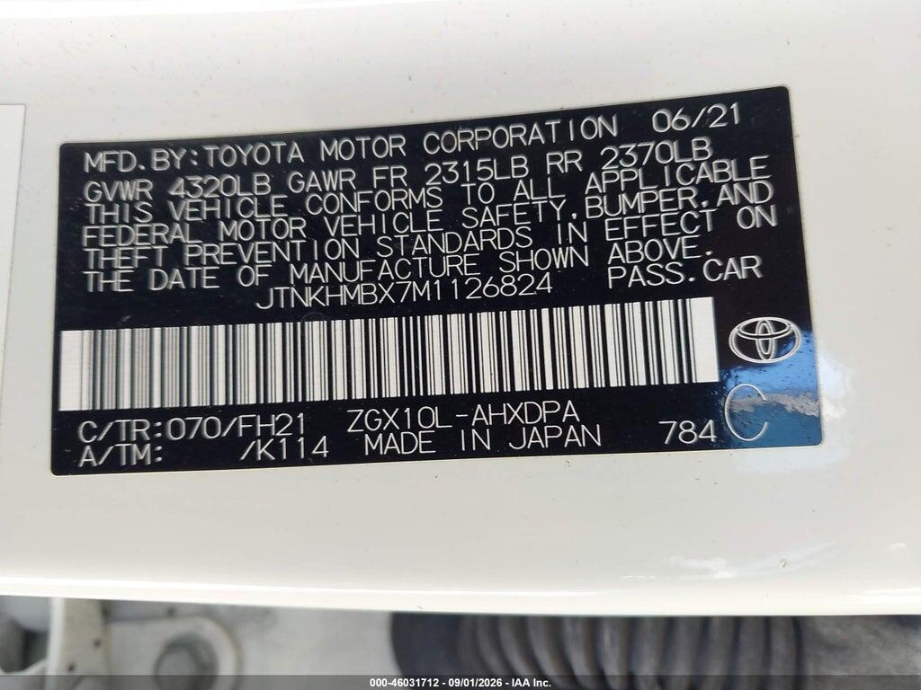 JTNKHMBX7M1126824 2021 TOYOTA C-HR photo no. 9
