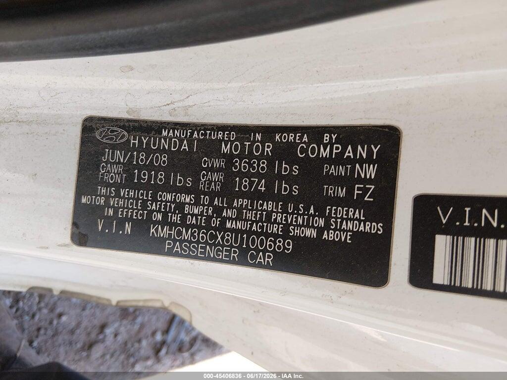KMHCM36CX8U100689 2008 HYUNDAI ACCENT photo no. 9