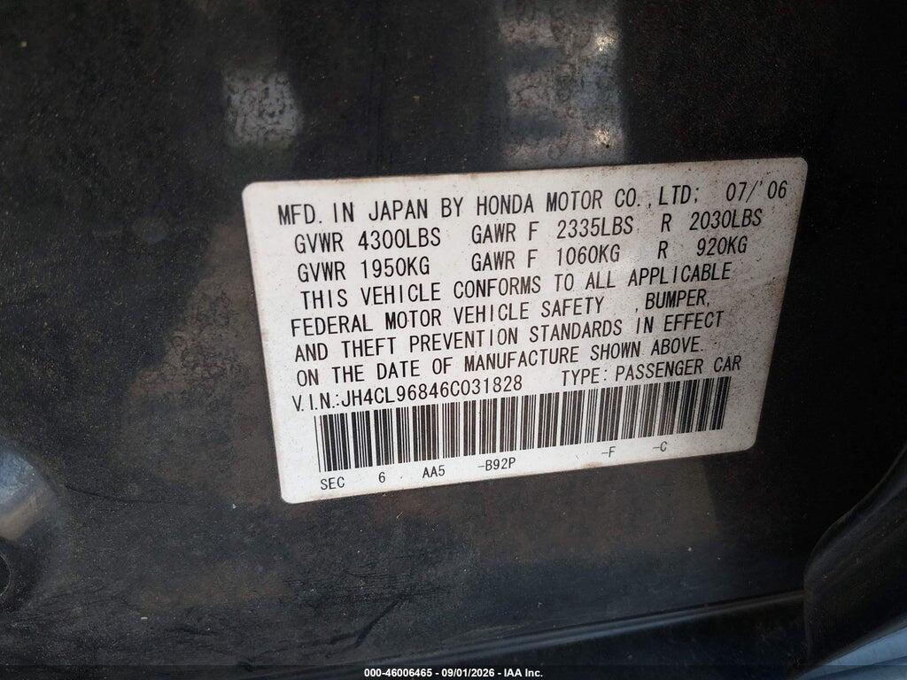 JH4CL96846C031828 2006 ACURA TSX photo no. 9