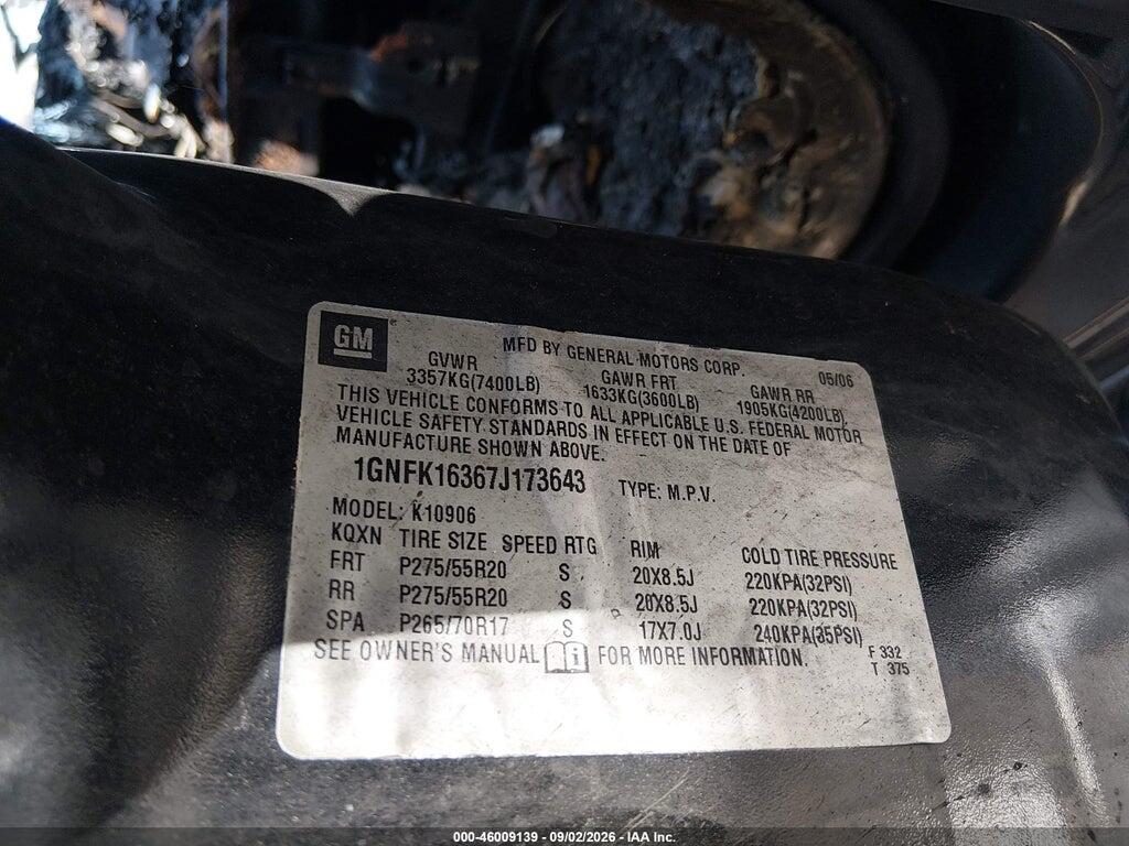 1GNFK16367J173643 2007 CHEVROLET SUBURBAN 1500 photo no. 9