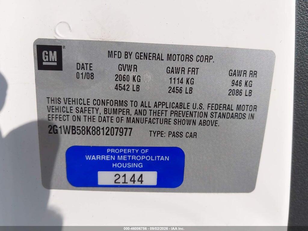 2G1WB58K881207977 2008 CHEVROLET IMPALA photo no. 9