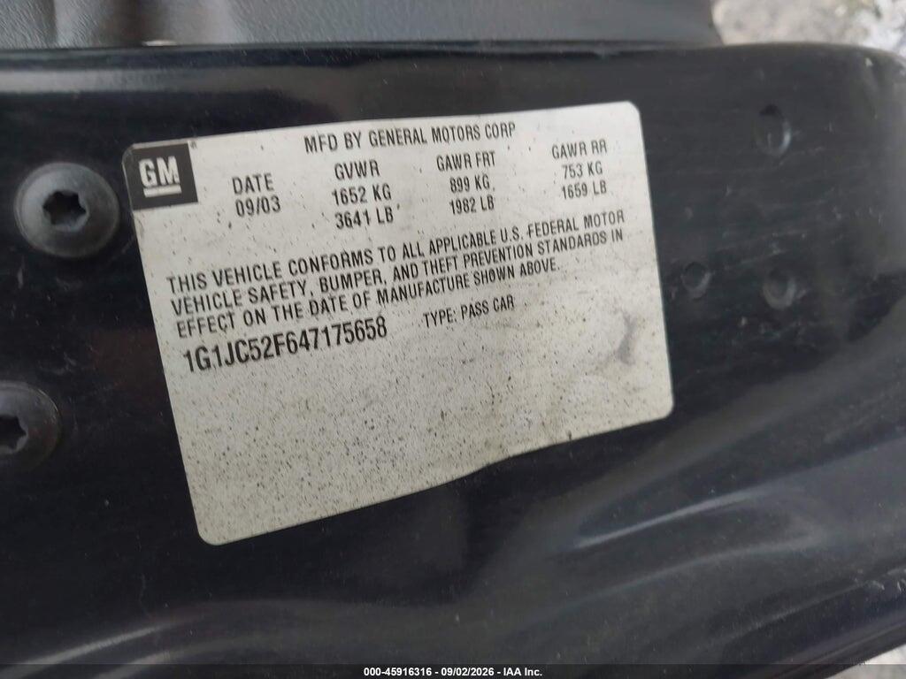 1G1JC52F647175658 2004 CHEVROLET CAVALIER photo no. 9