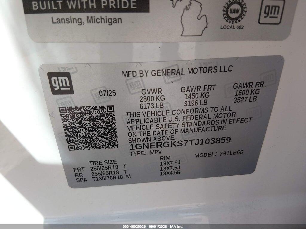 1GNERGKS7TJ103859 2026 CHEVROLET TRAVERSE photo no. 9