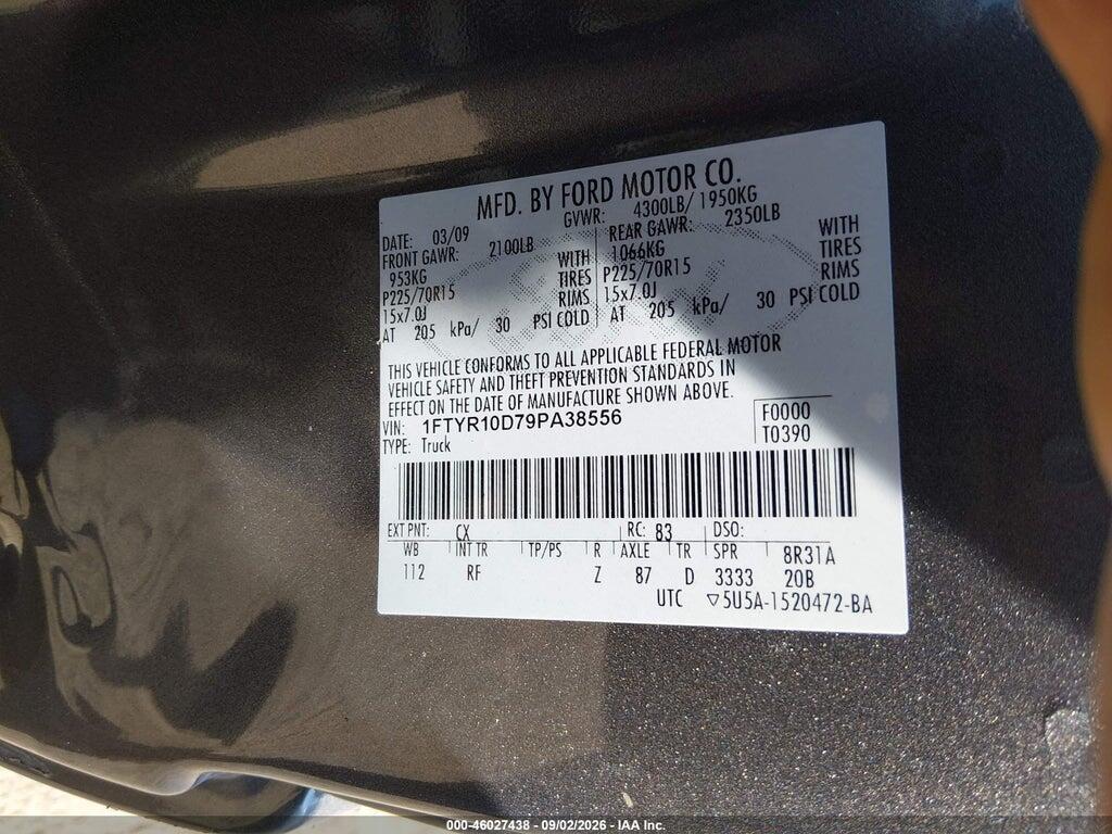 1FTYR10D79PA38556 2009 FORD RANGER photo no. 9