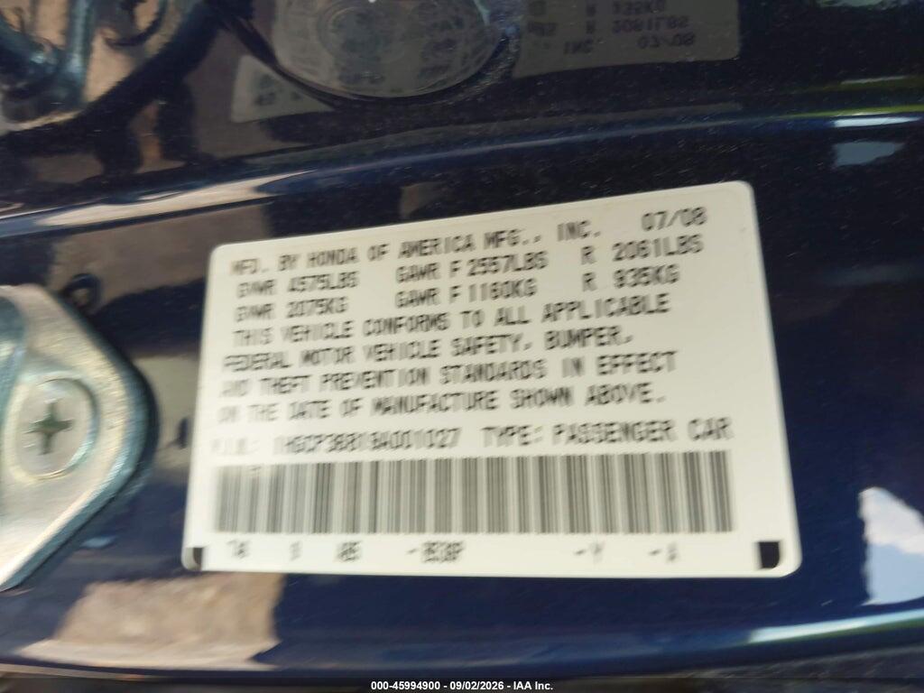 1HGCP36819A001027 2009 HONDA ACCORD photo no. 9