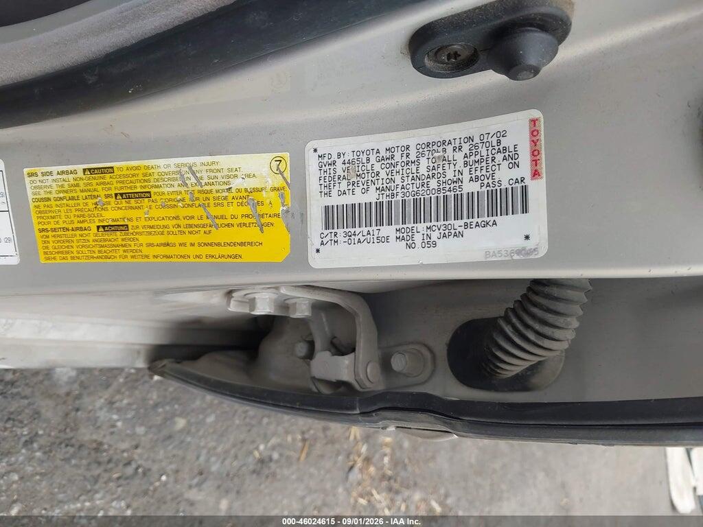 JTHBF30G620085465 2002 LEXUS ES 300 photo no. 9