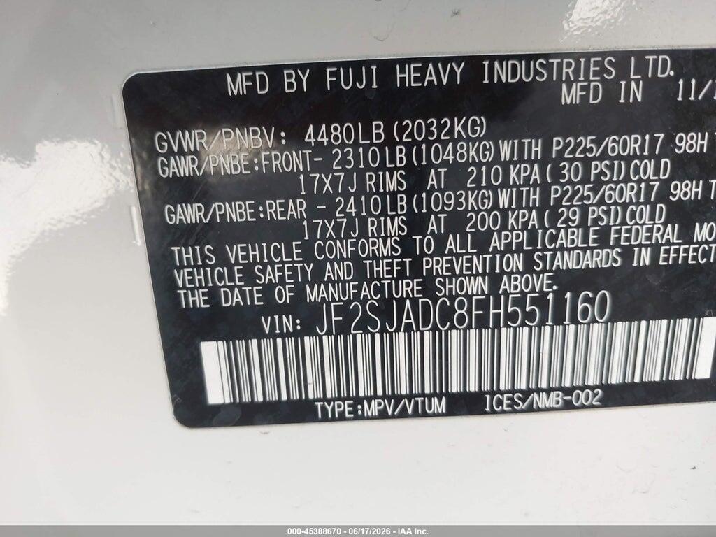 JF2SJADC8FH551160 2015 SUBARU FORESTER photo no. 9