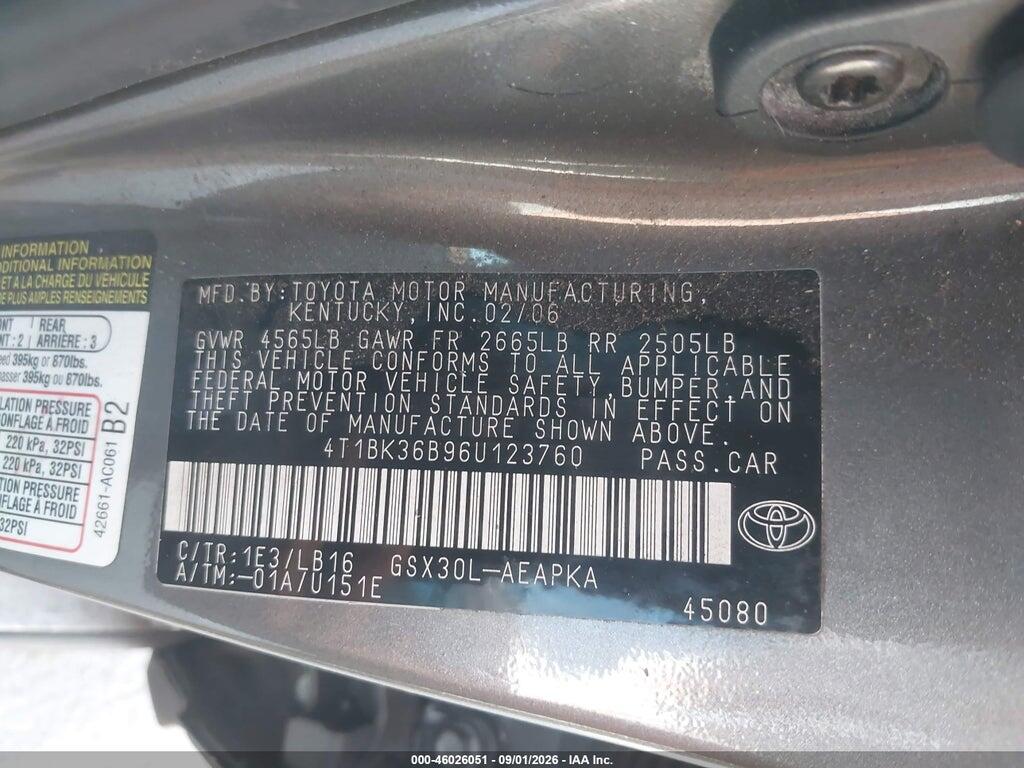 4T1BK36B96U123760 2006 TOYOTA AVALON photo no. 9