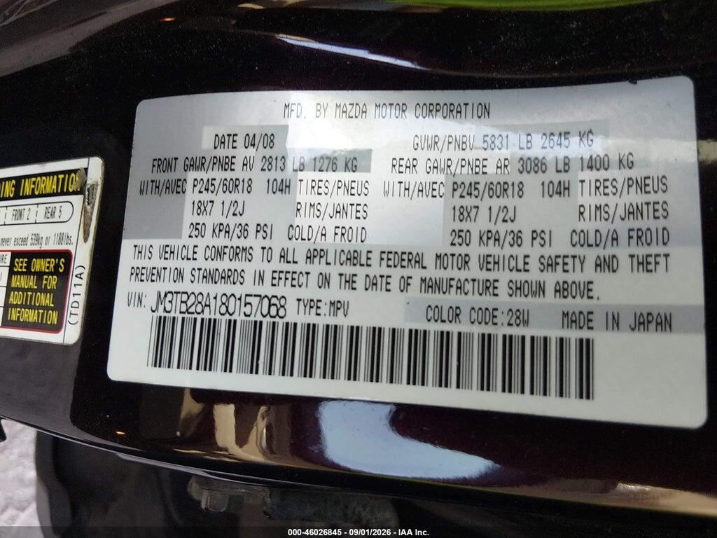 JM3TB28A180157068 2008 MAZDA CX-9 photo no. 9