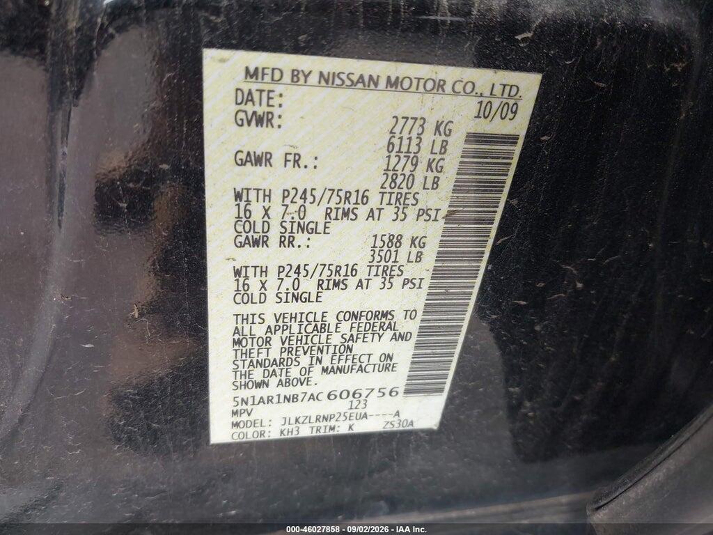 5N1AR1NB7AC606756 2010 NISSAN PATHFINDER photo no. 9