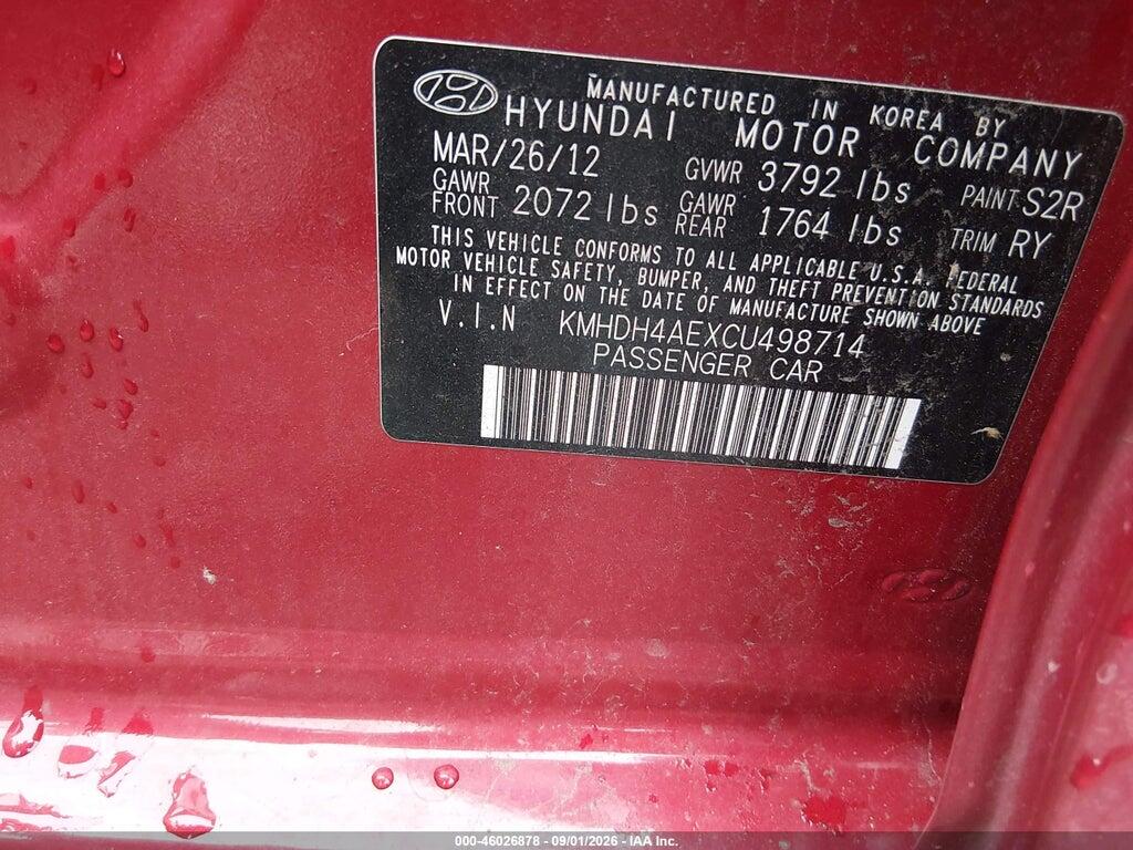 KMHDH4AEXCU498714 2012 HYUNDAI ELANTRA photo no. 9