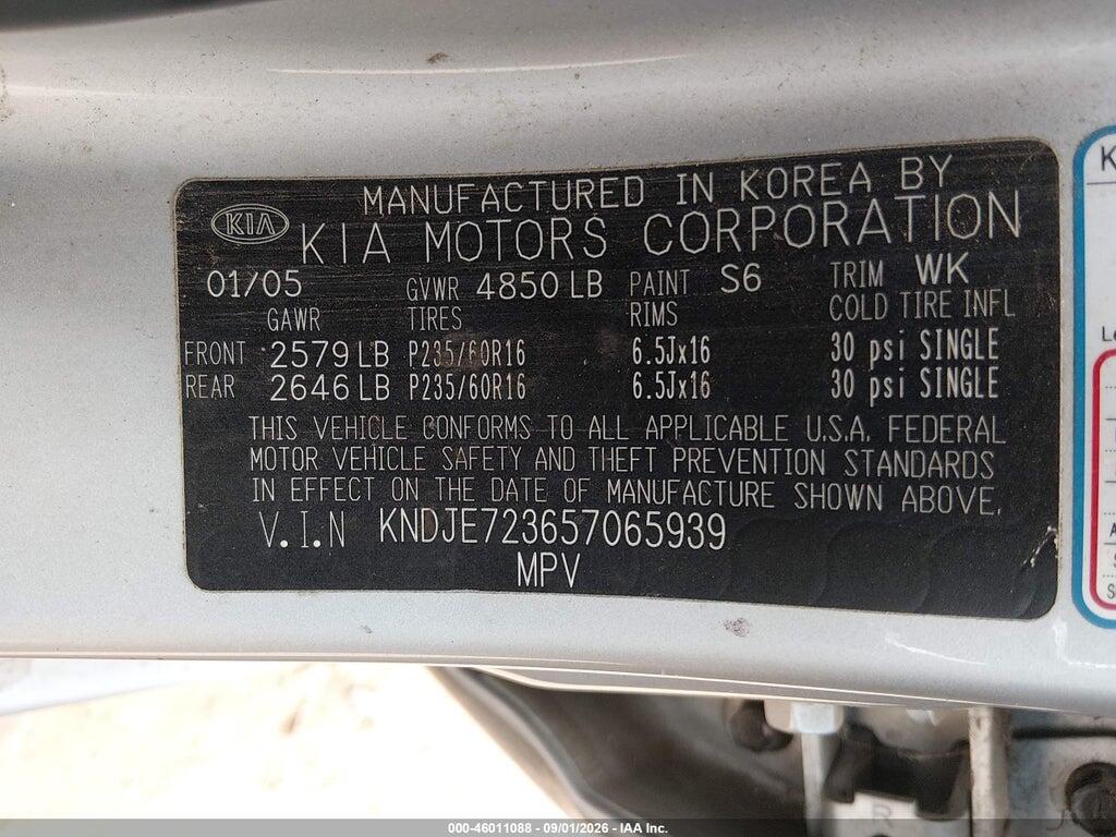 KNDJE723657065939 2005 KIA SPORTAGE photo no. 9