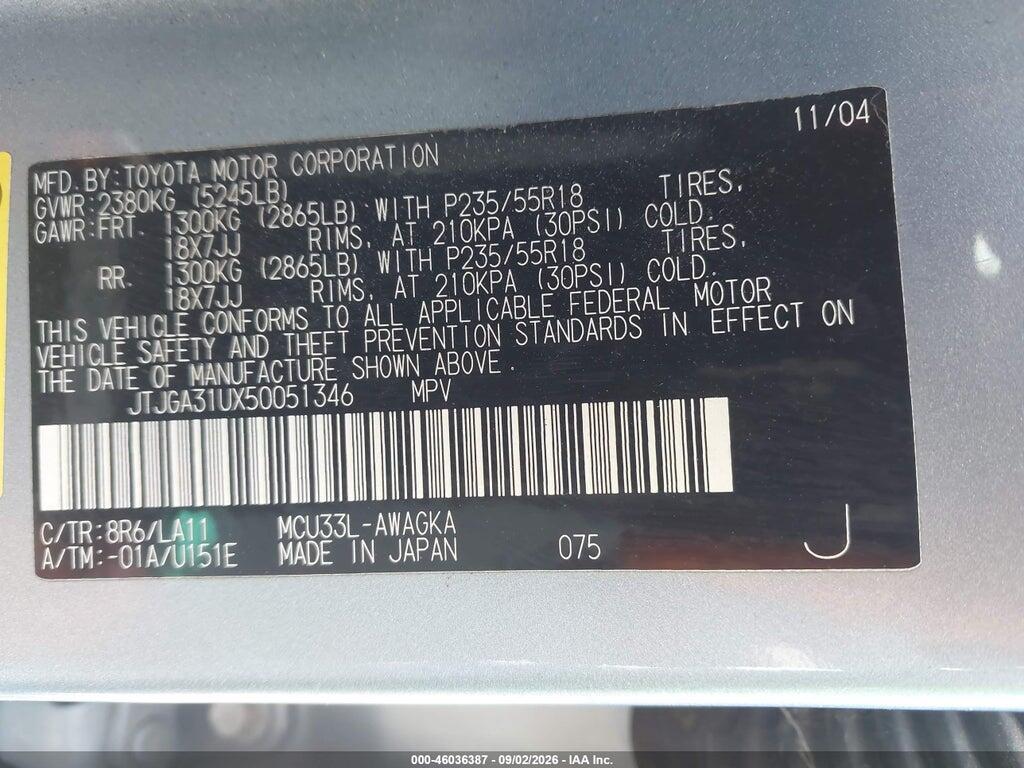 JTJGA31UX50051346 2005 LEXUS RX 330 photo no. 9