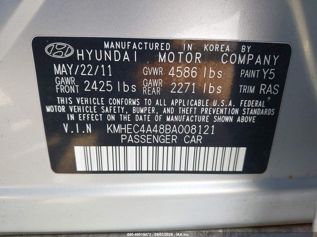 KMHEC4A48BA008121 2011 HYUNDAI SONATA HYBRID photo no. 9