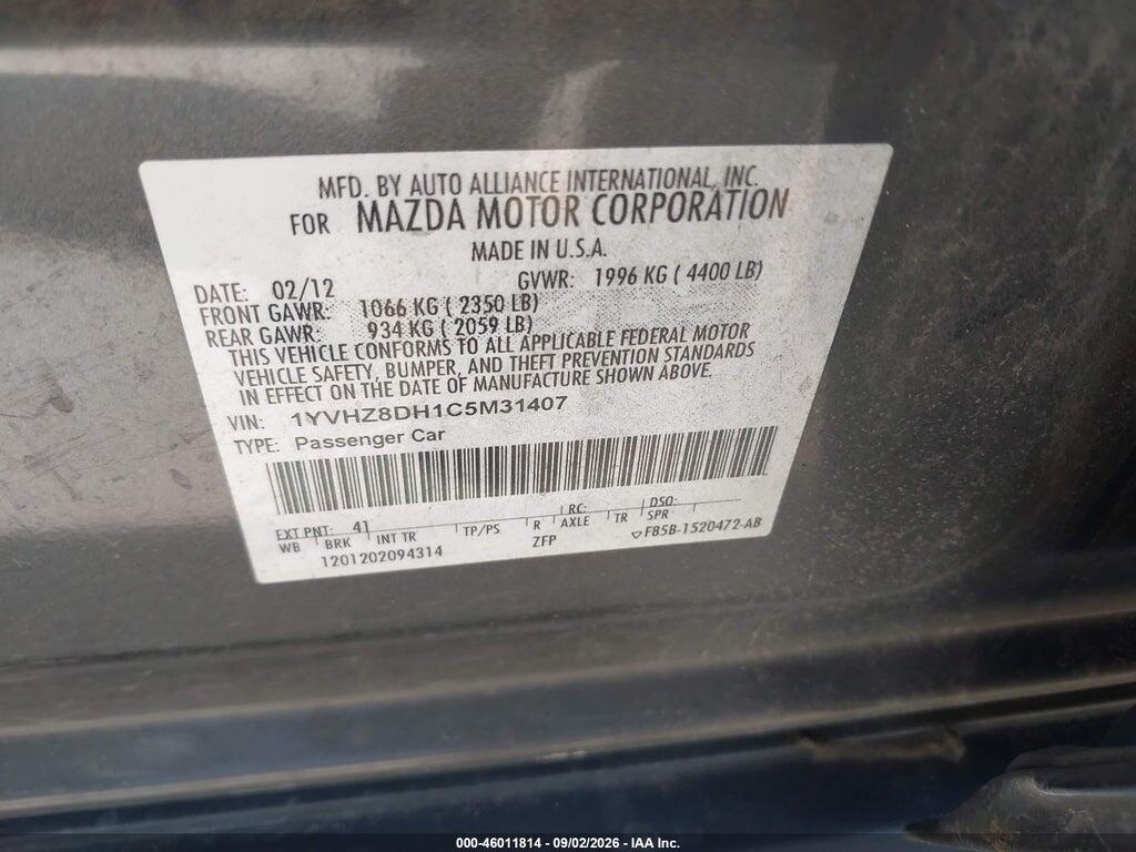 1YVHZ8DH1C5M31407 2012 MAZDA MAZDA6 photo no. 9