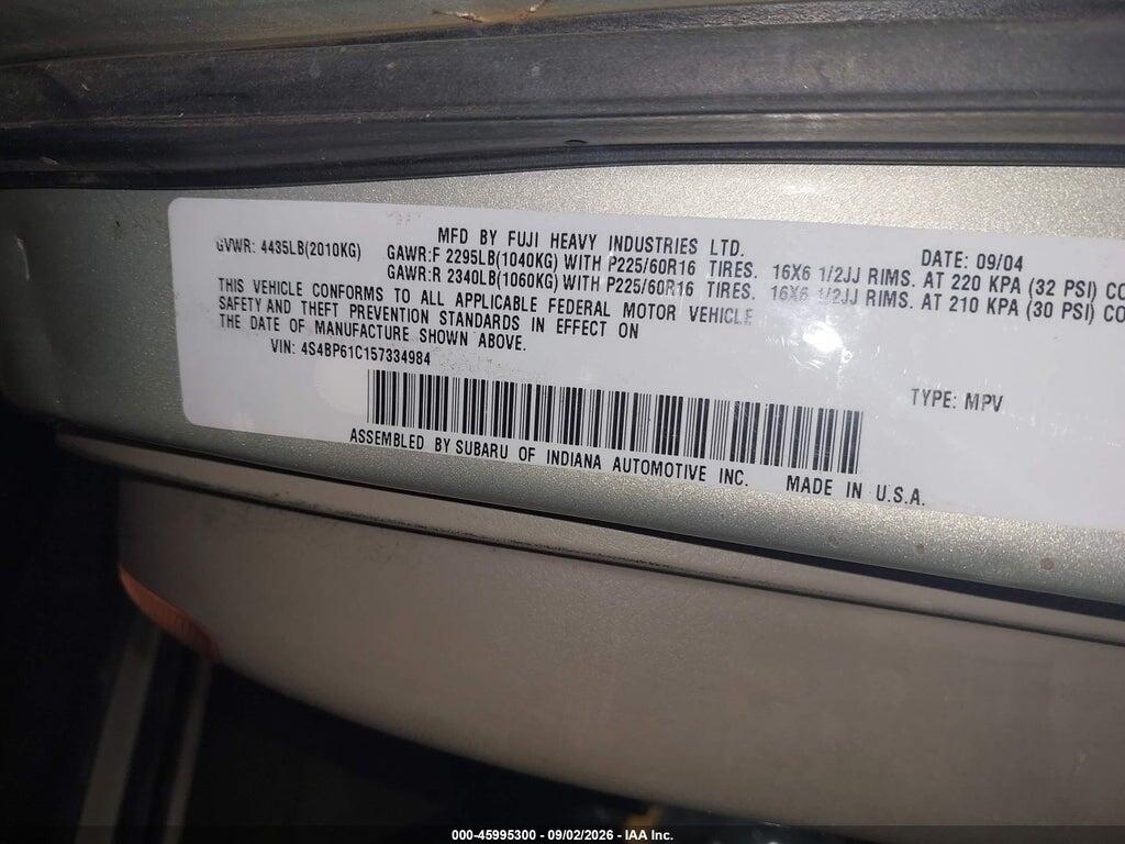 4S4BP61C157334984 2005 SUBARU OUTBACK photo no. 9
