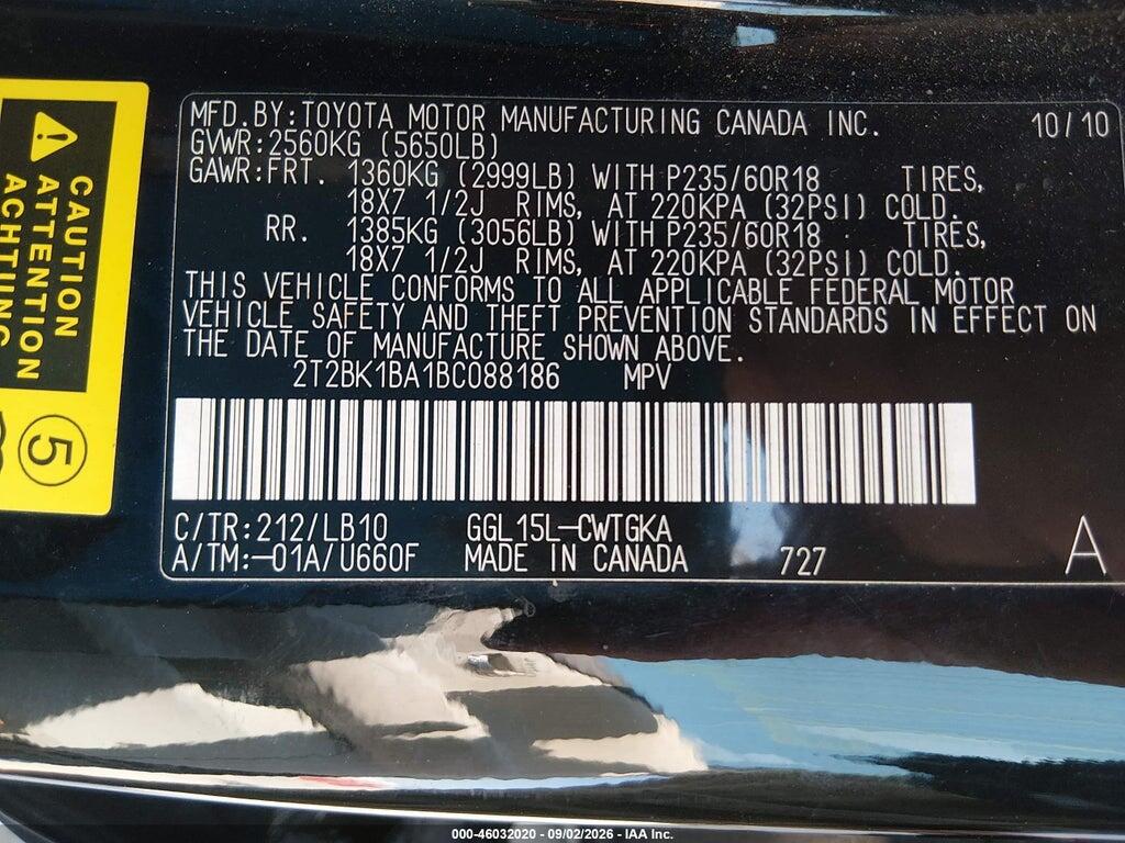 2T2BK1BA1BC088186 2011 LEXUS RX 350 photo no. 9