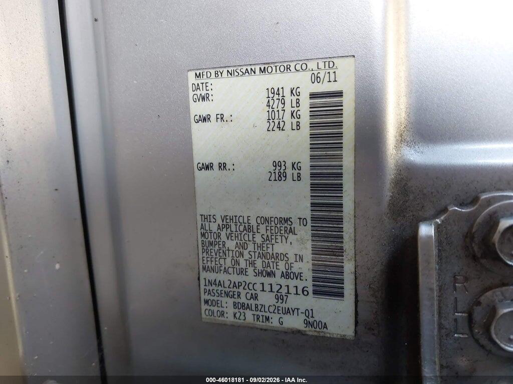 1N4AL2AP2CC112116 2012 NISSAN ALTIMA photo no. 9
