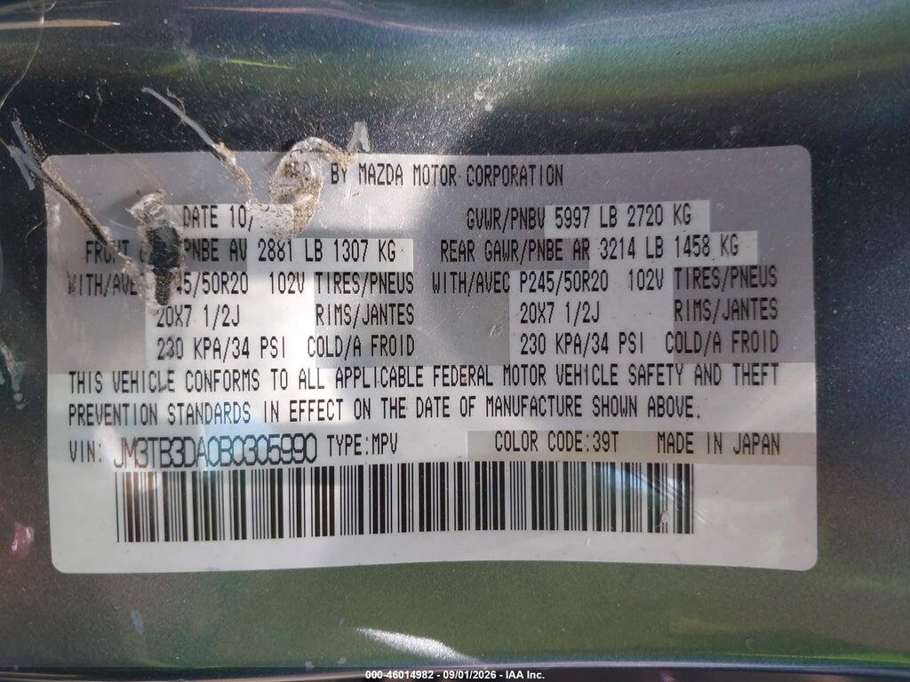 JM3TB3DA0B0305990 2011 MAZDA CX-9 photo no. 9