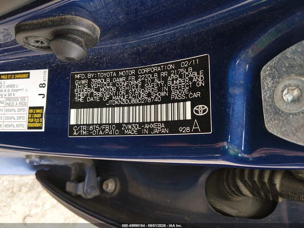 JTDKN3DU8B0278740 2011 TOYOTA PRIUS photo no. 9