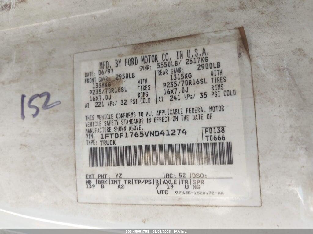 1FTDF1765VND41274 1997 FORD F-150 photo no. 9