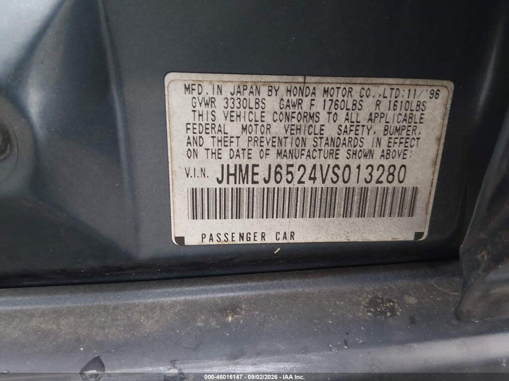 JHMEJ6524VS013280 1997 HONDA CIVIC photo no. 9