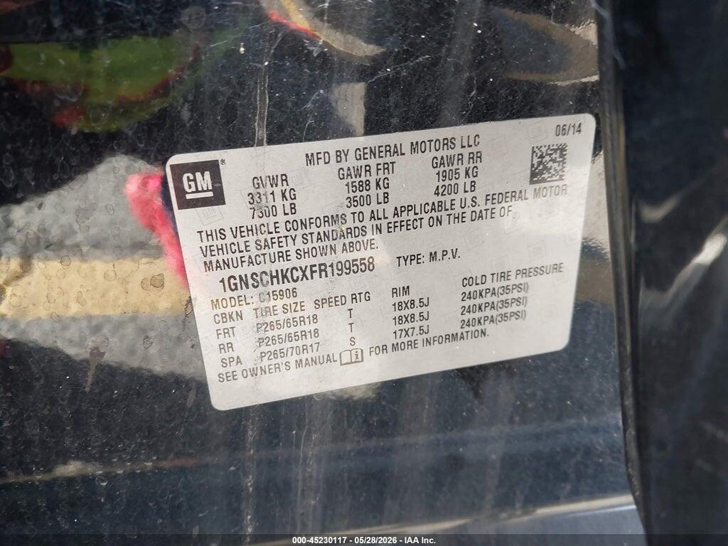 1GNSCHKCXFR199558 2015 CHEVROLET SUBURBAN 1500 photo no. 9
