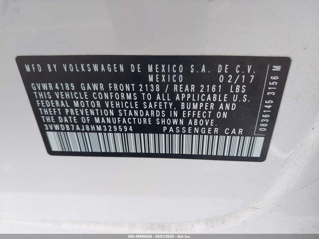 3VWDB7AJ8HM329594 2017 VOLKSWAGEN JETTA photo no. 9