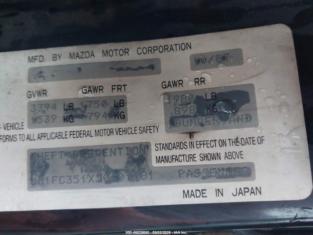 JM1FC351XJ0101181 1988 MAZDA RX7 photo no. 9