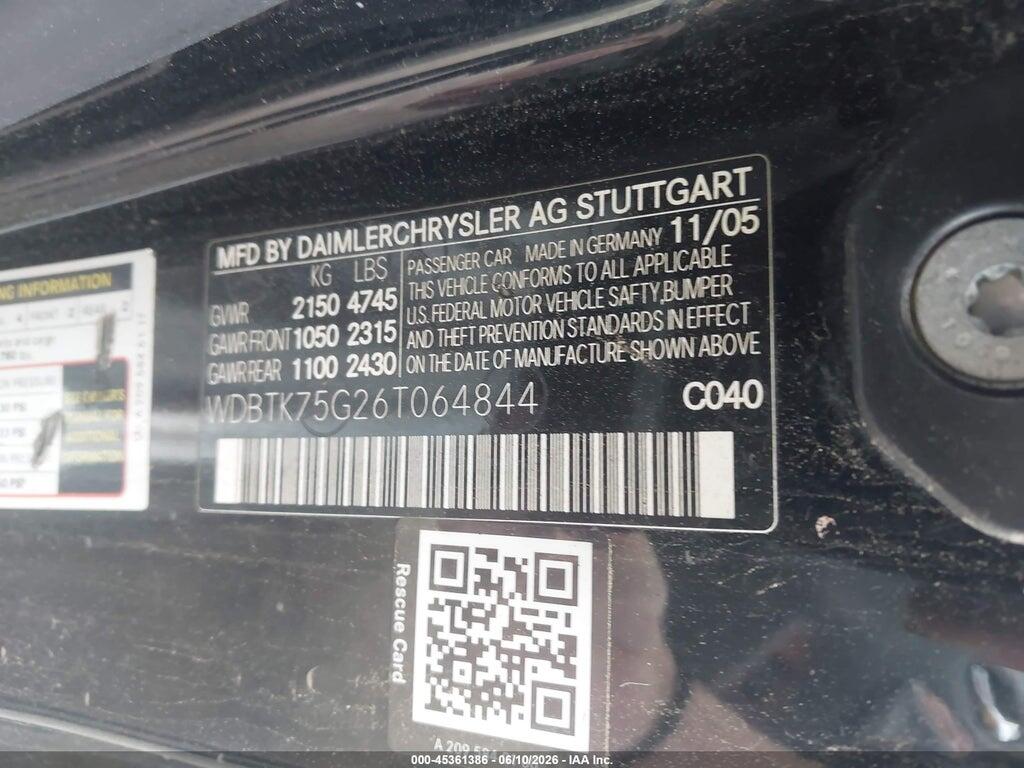 WDBTK75G26T064844 2006 MERCEDES-BENZ CLK 500 photo no. 9